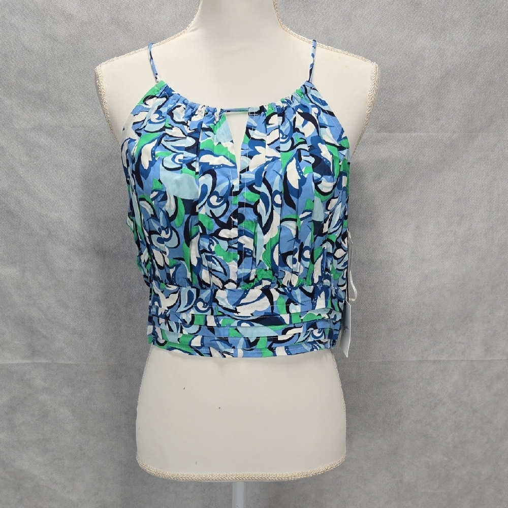 Vibrant Blue and Green Crop Top